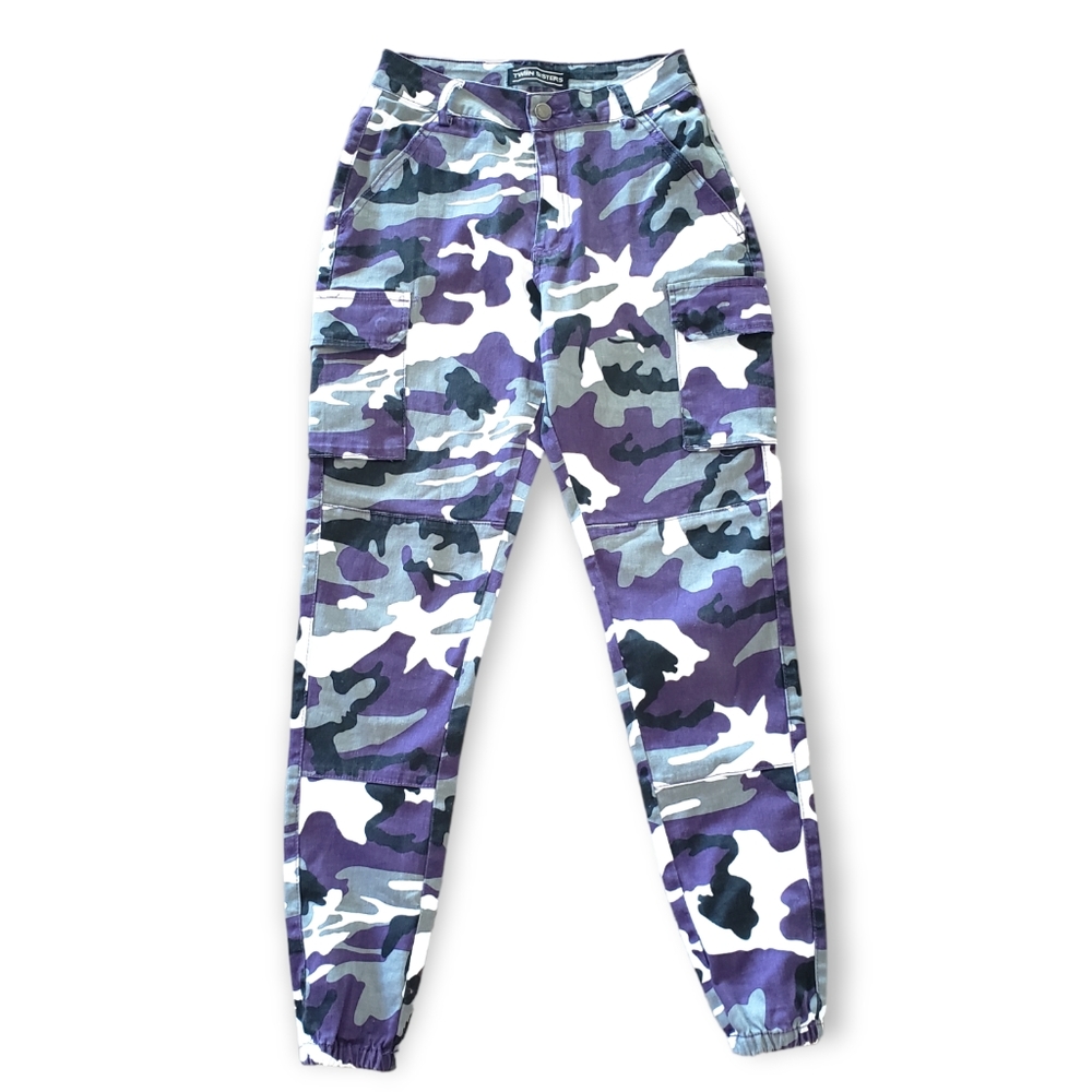 Twin Sisters Camo Cargo Pocket Jogger Pants Women's Size Small